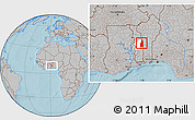 Gray Location Map of Tchamba (Nyala), highlighted parent region, hill shading