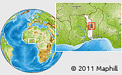 Physical Location Map of Tchamba (Nyala), highlighted country, highlighted parent region, within the entire country