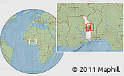 Savanna Style Location Map of Tchamba (Nyala), highlighted country, highlighted parent region, hill shading