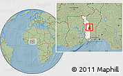 Savanna Style Location Map of Tchamba (Nyala), highlighted country, hill shading