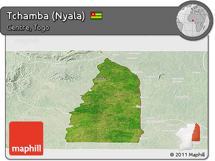 Satellite Panoramic Map of Tchamba (Nyala), lighten