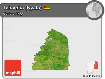 Satellite Panoramic Map of Tchamba (Nyala), single color outside