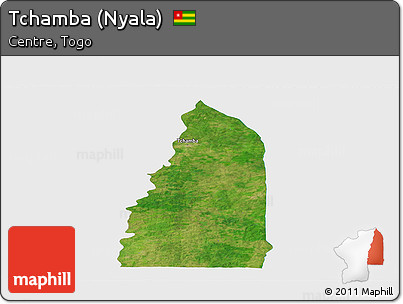 Satellite Panoramic Map of Tchamba (Nyala), single color outside
