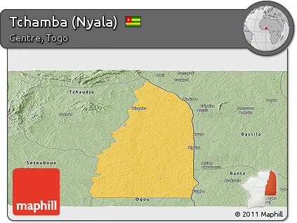 Savanna Style Panoramic Map of Tchamba (Nyala)