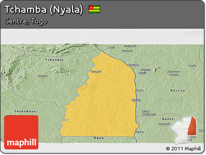 Savanna Style Panoramic Map of Tchamba (Nyala)
