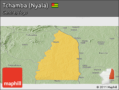 Savanna Style Panoramic Map of Tchamba (Nyala)
