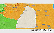 Shaded Relief Panoramic Map of Tchamba (Nyala), political outside
