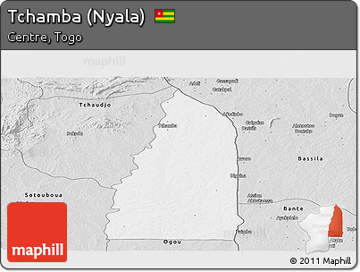 Silver Style Panoramic Map of Tchamba (Nyala)