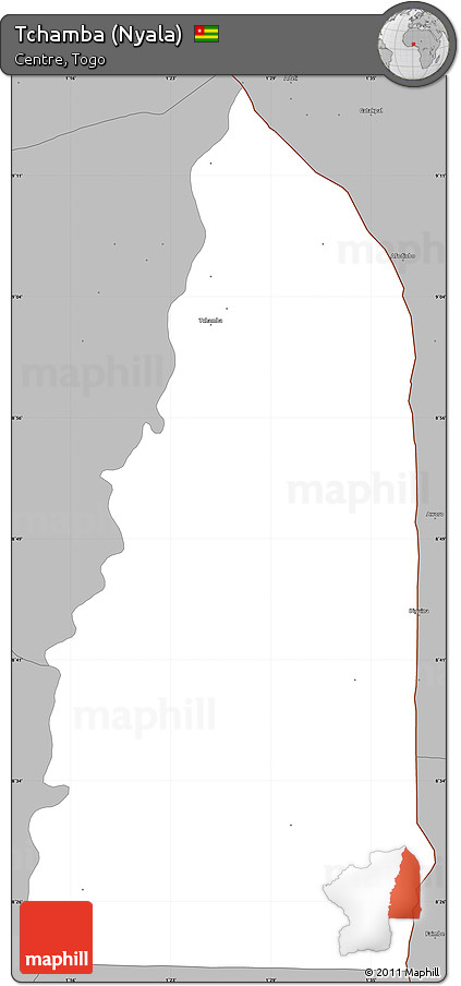 Gray Simple Map of Tchamba (Nyala)