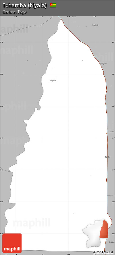 Gray Simple Map of Tchamba (Nyala)