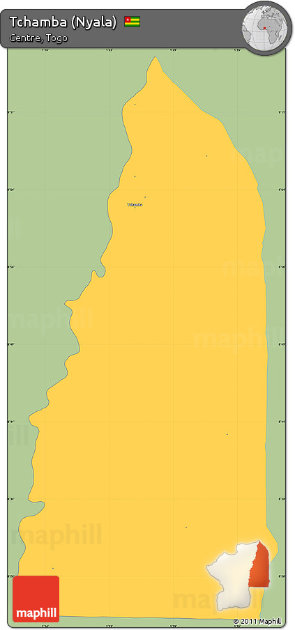 Savanna Style Simple Map of Tchamba (Nyala), single color outside