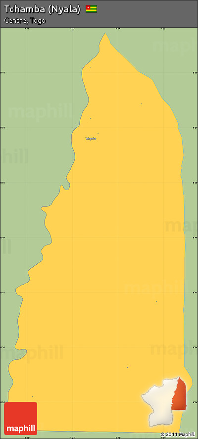 Savanna Style Simple Map of Tchamba (Nyala), single color outside