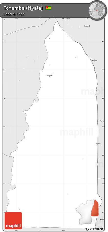 Silver Style Simple Map of Tchamba (Nyala)