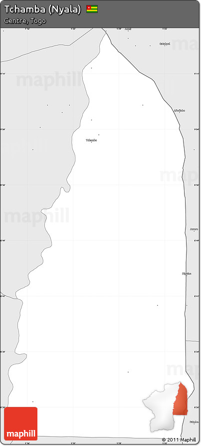 Silver Style Simple Map of Tchamba (Nyala)