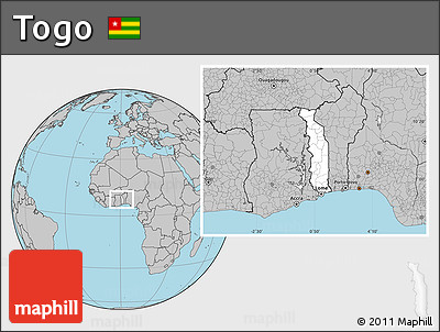 Blank Location Map of Togo, gray outside