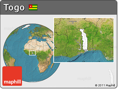 Blank Location Map of Togo, satellite outside
