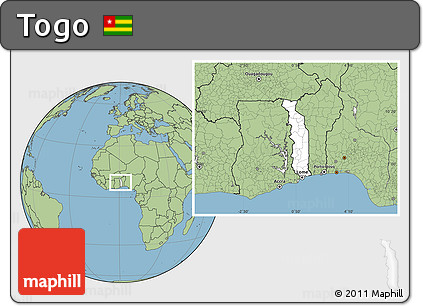 Blank Location Map of Togo, savanna style outside