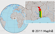Flag Location Map of Togo, gray outside