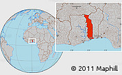 Gray Location Map of Togo