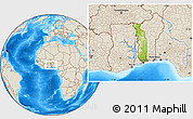 Physical Location Map of Togo, shaded relief outside