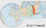 Political Location Map of Togo, lighten, land only
