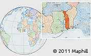 Political Location Map of Togo, lighten