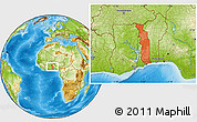 Political Location Map of Togo, physical outside