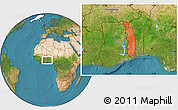 Political Location Map of Togo, satellite outside