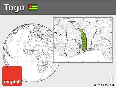 Satellite Location Map of Togo, blank outside