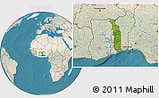 Satellite Location Map of Togo, lighten, land only