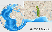 Satellite Location Map of Togo, shaded relief outside