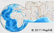 Shaded Relief Location Map of Togo, lighten, land only