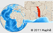 Shaded Relief Location Map of Togo