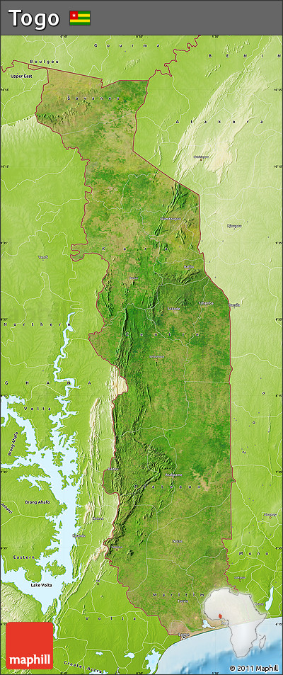 Satellite Map of Togo, physical outside