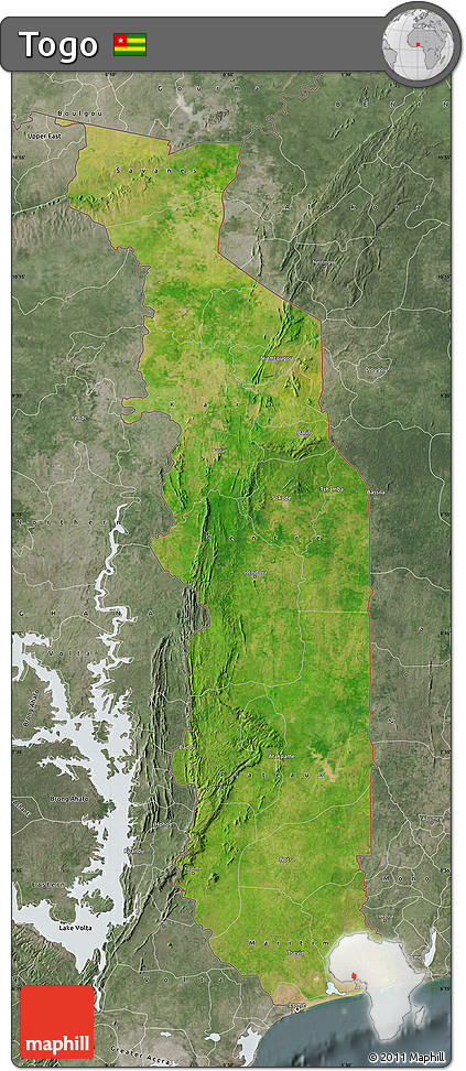 Satellite Map of Togo, semi-desaturated