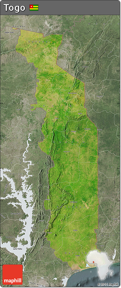 Satellite Map of Togo, semi-desaturated
