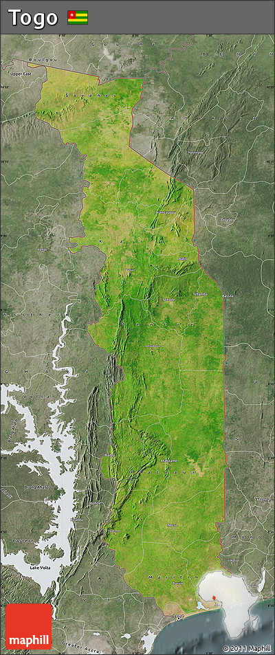 Satellite Map of Togo, semi-desaturated