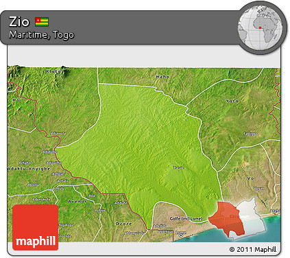 Physical 3D Map of Zio, satellite outside