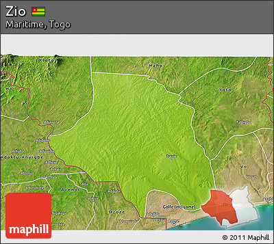 Physical 3D Map of Zio, satellite outside