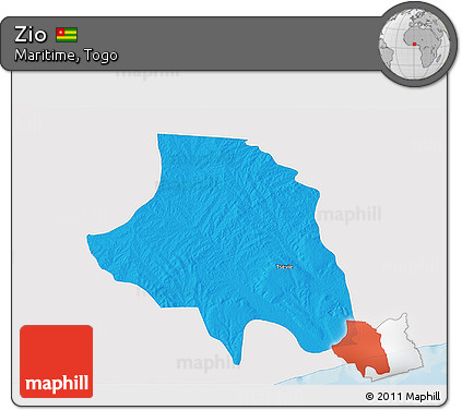 Political 3D Map of Zio, single color outside