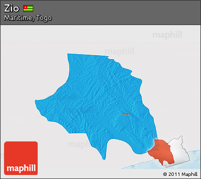 Political 3D Map of Zio, single color outside