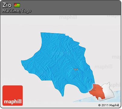 Political 3D Map of Zio, single color outside