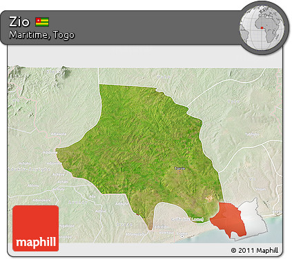 Satellite 3D Map of Zio, lighten