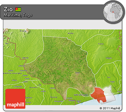 Satellite 3D Map of Zio, physical outside