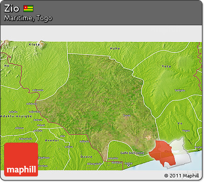 Satellite 3D Map of Zio, physical outside