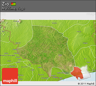 Satellite 3D Map of Zio, physical outside