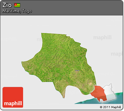 Satellite 3D Map of Zio, single color outside