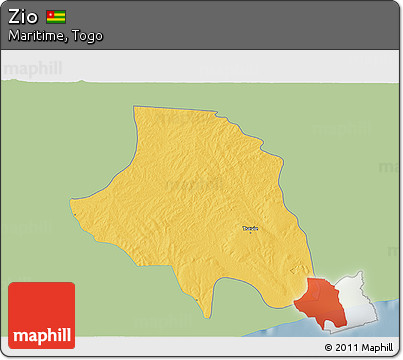 Savanna Style 3D Map of Zio, single color outside