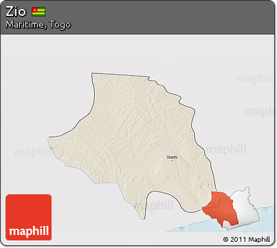 Shaded Relief 3D Map of Zio, single color outside
