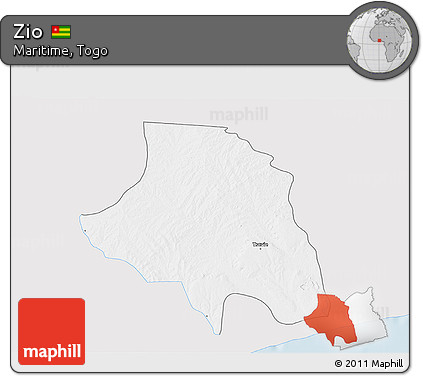 Silver Style 3D Map of Zio, single color outside